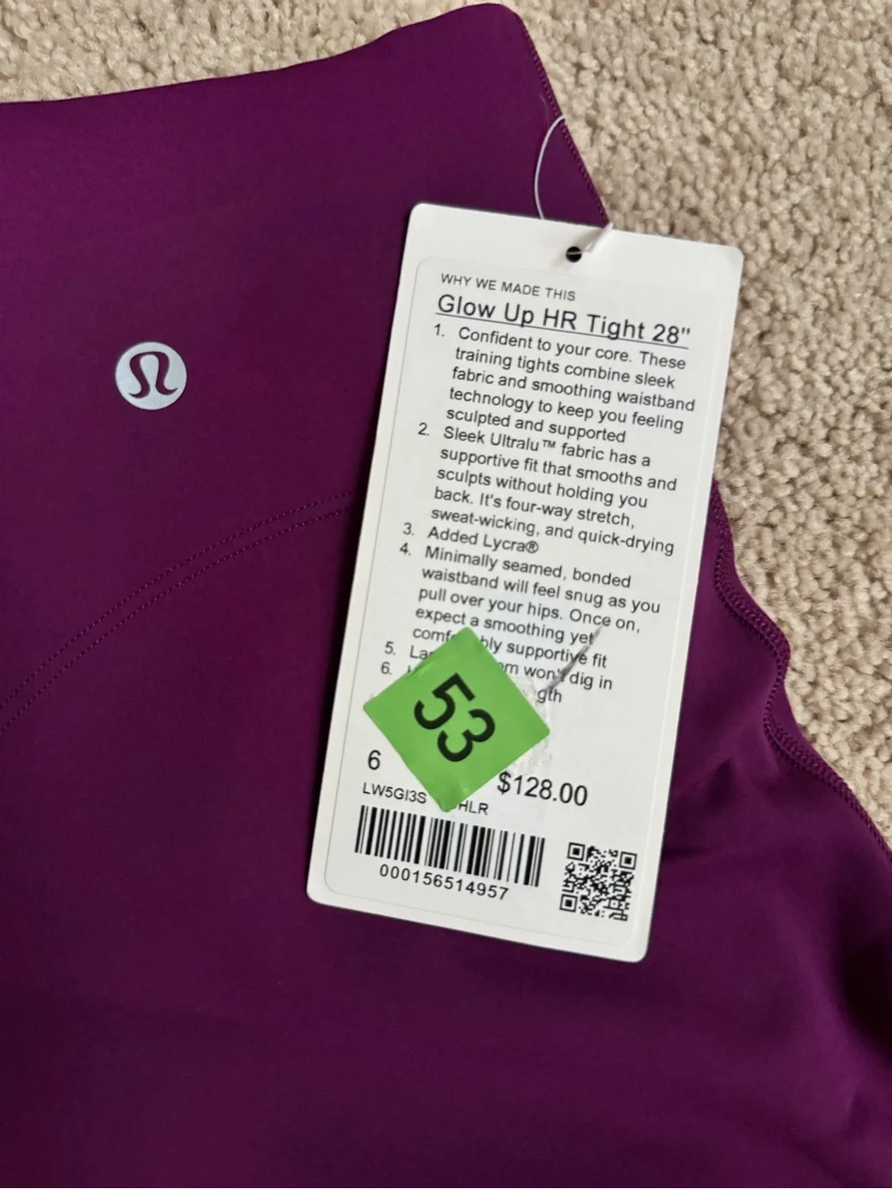 ✨ Lululemon Glow Up HR Tight 28” ✨ Size 6